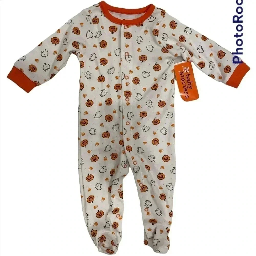 BABY starters Halloween pumpkin footie‎ NWT Size 9 months